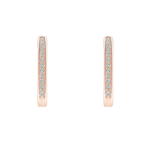 💞💗 Rose Gold Plating Formal Rhinestone Bracelet & Florentine Hoop Earring Set - Picture 9 of 11